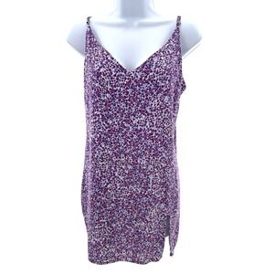 Reformation Purple Floral Print Mini Slip Dress Medium Spaghetti Straps Girly‎